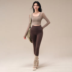 Autumn and winter new buttock lifting and belly tights Pilates fitness pants