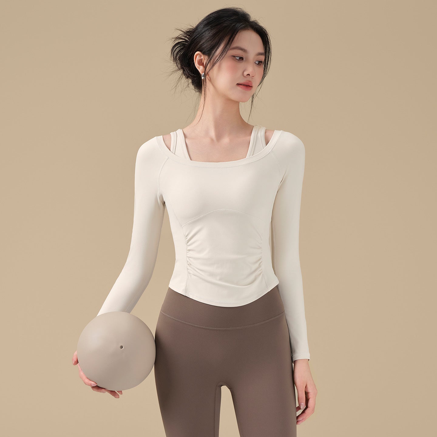 Autumn and winter nude slimming yoga clothes tops fitness T-shirts