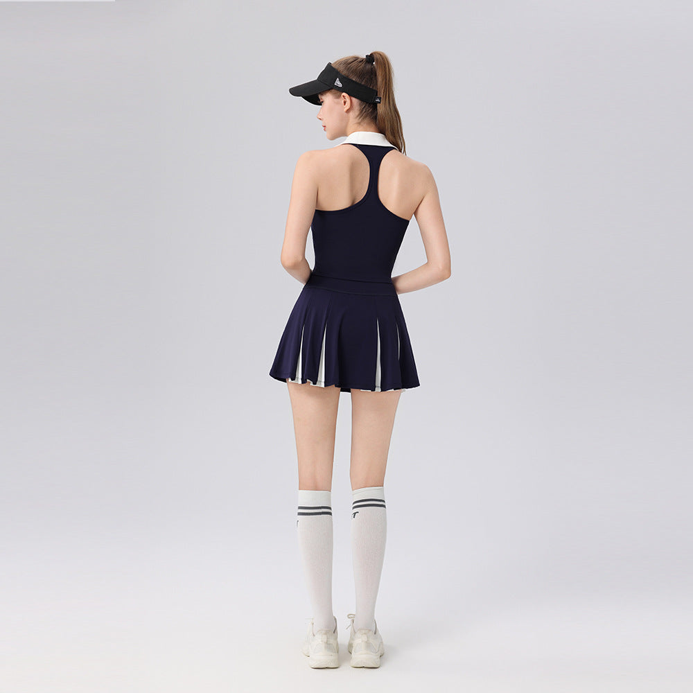 Contrast patchwork bra skirt golf tennis badminton set