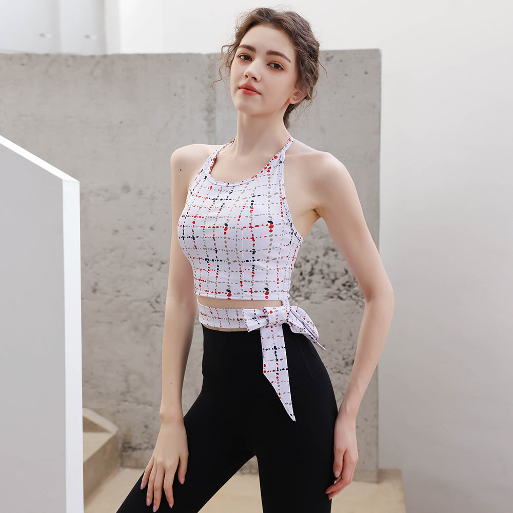 Fashion print colorful strappy halterneck leggings set
