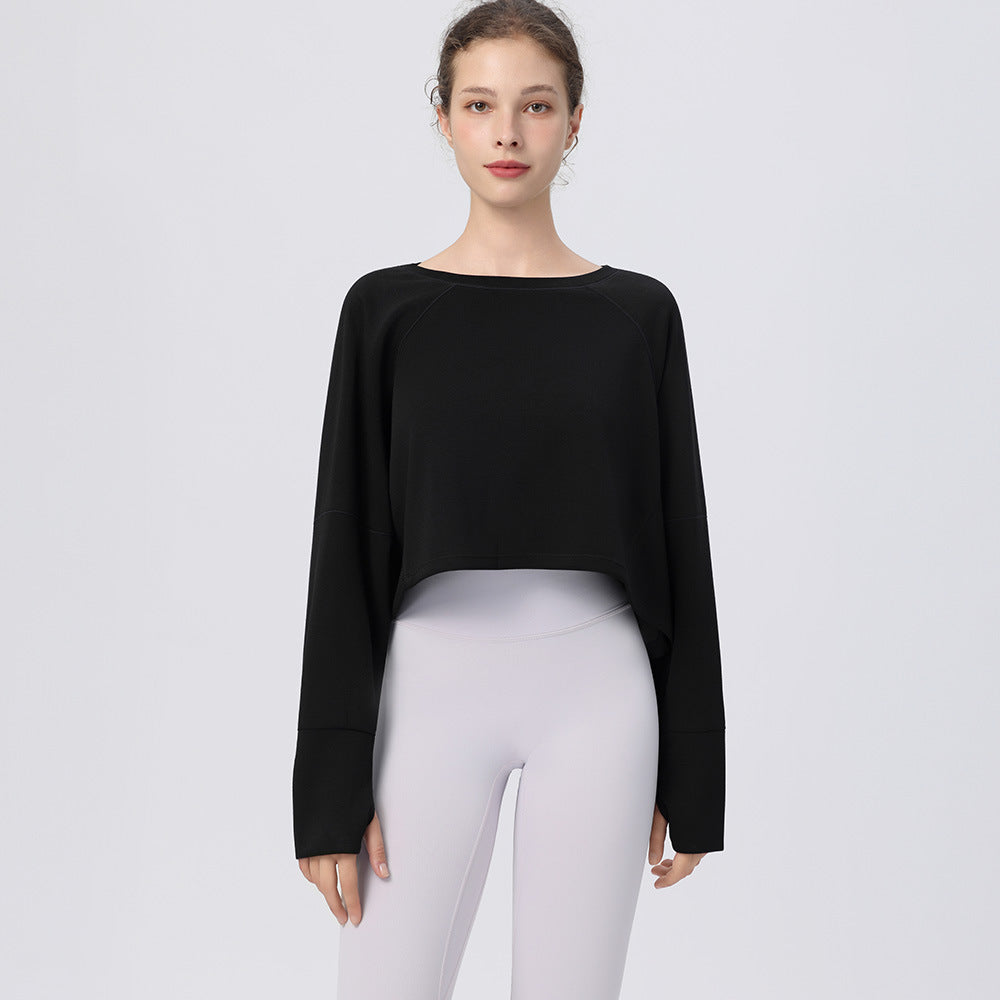 Loose crew neck gym top cover-up