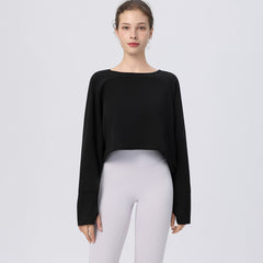 Loose crew neck gym top cover-up