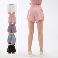 Fake two high-waisted belly-tucked pocket shorts