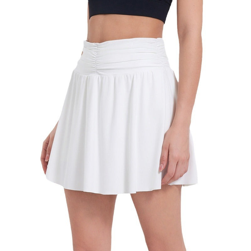 Ballet wind speed dry smocked high-waisted tennis skirt