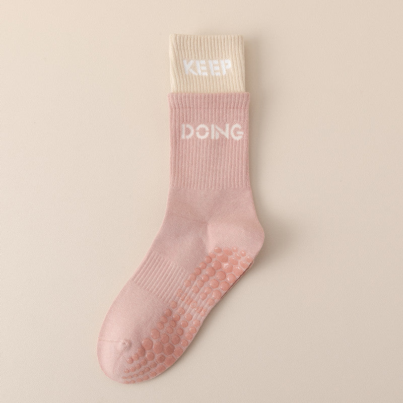Double-layer non-slip crew socks