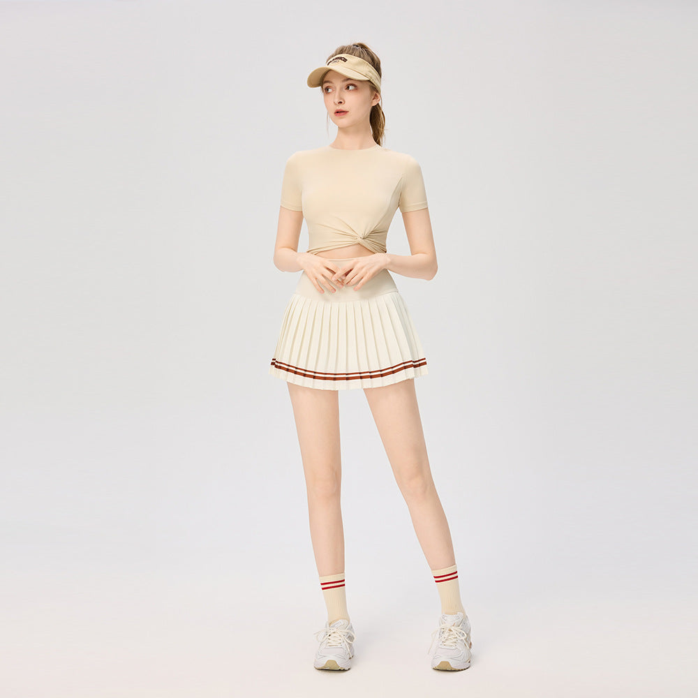 Solid color kink quick-drying tennis short sleeves