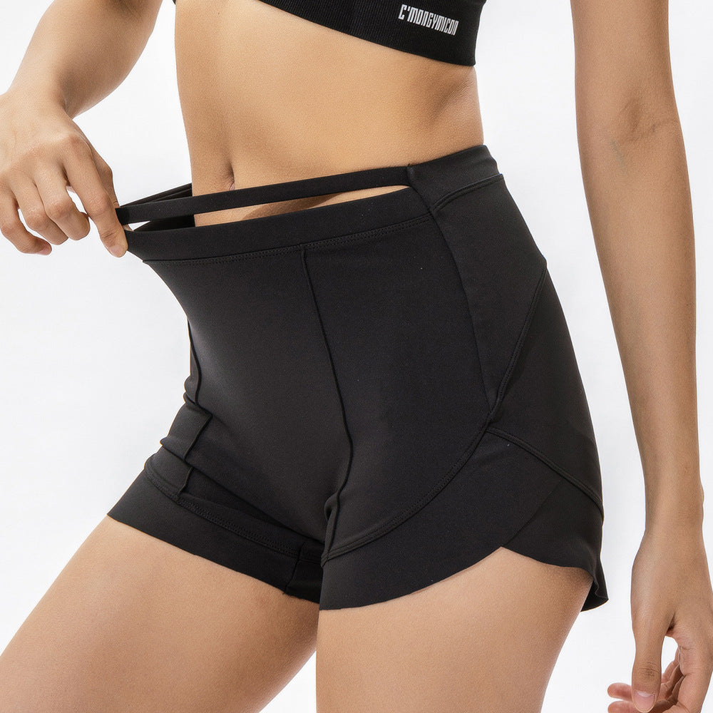 Solid color high-stretch skinny fitness athleisure yoga shorts