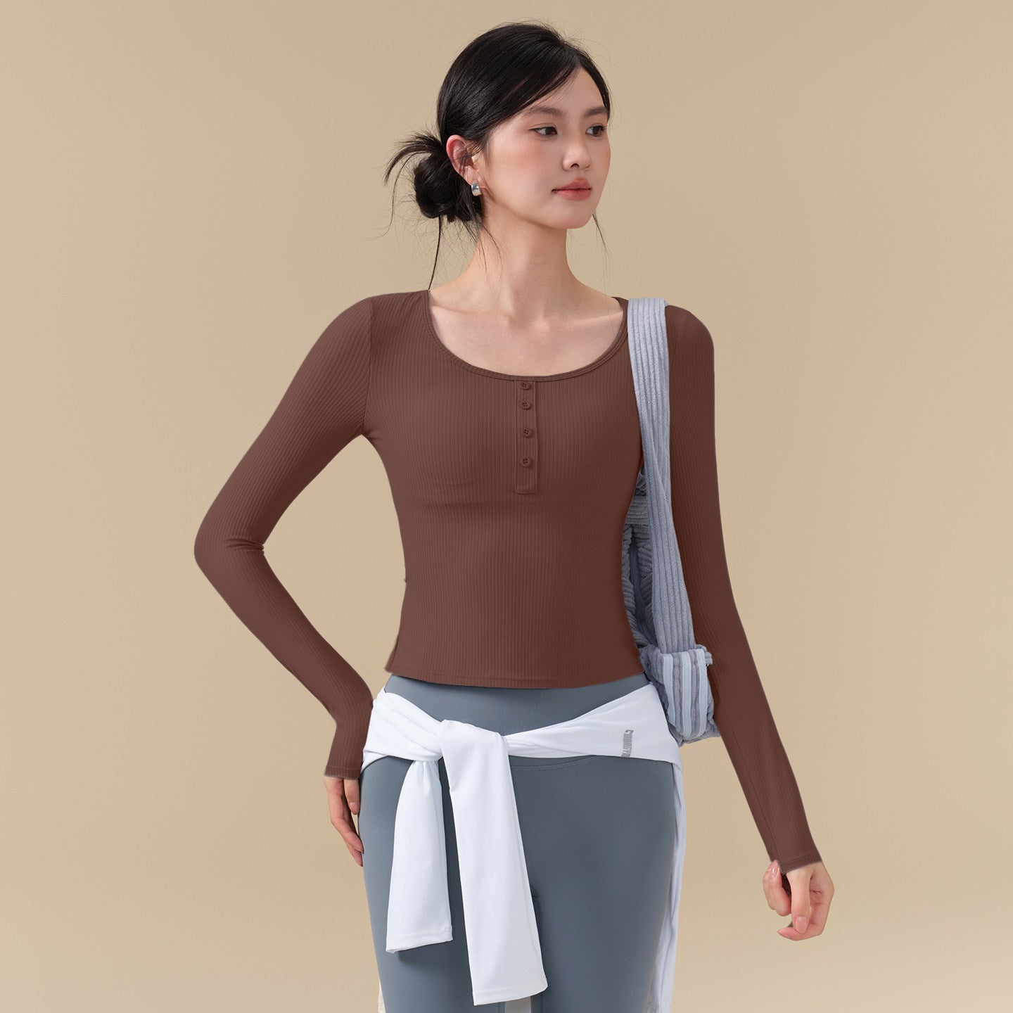 With chest pads, Wear nude and breathable fitness long sleeves