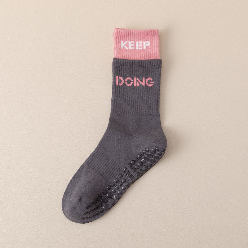 Double-layer non-slip crew socks