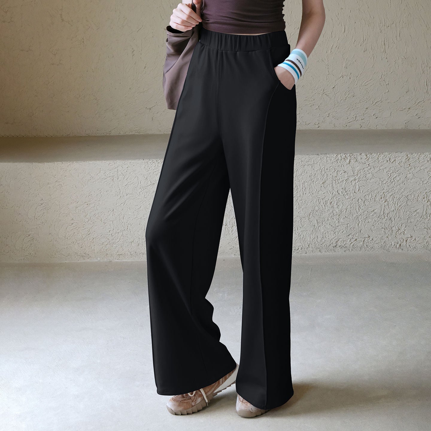 Fleece warm casual wide-leg pants