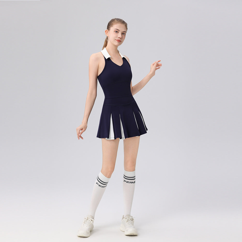 Contrast patchwork bra skirt golf tennis badminton set
