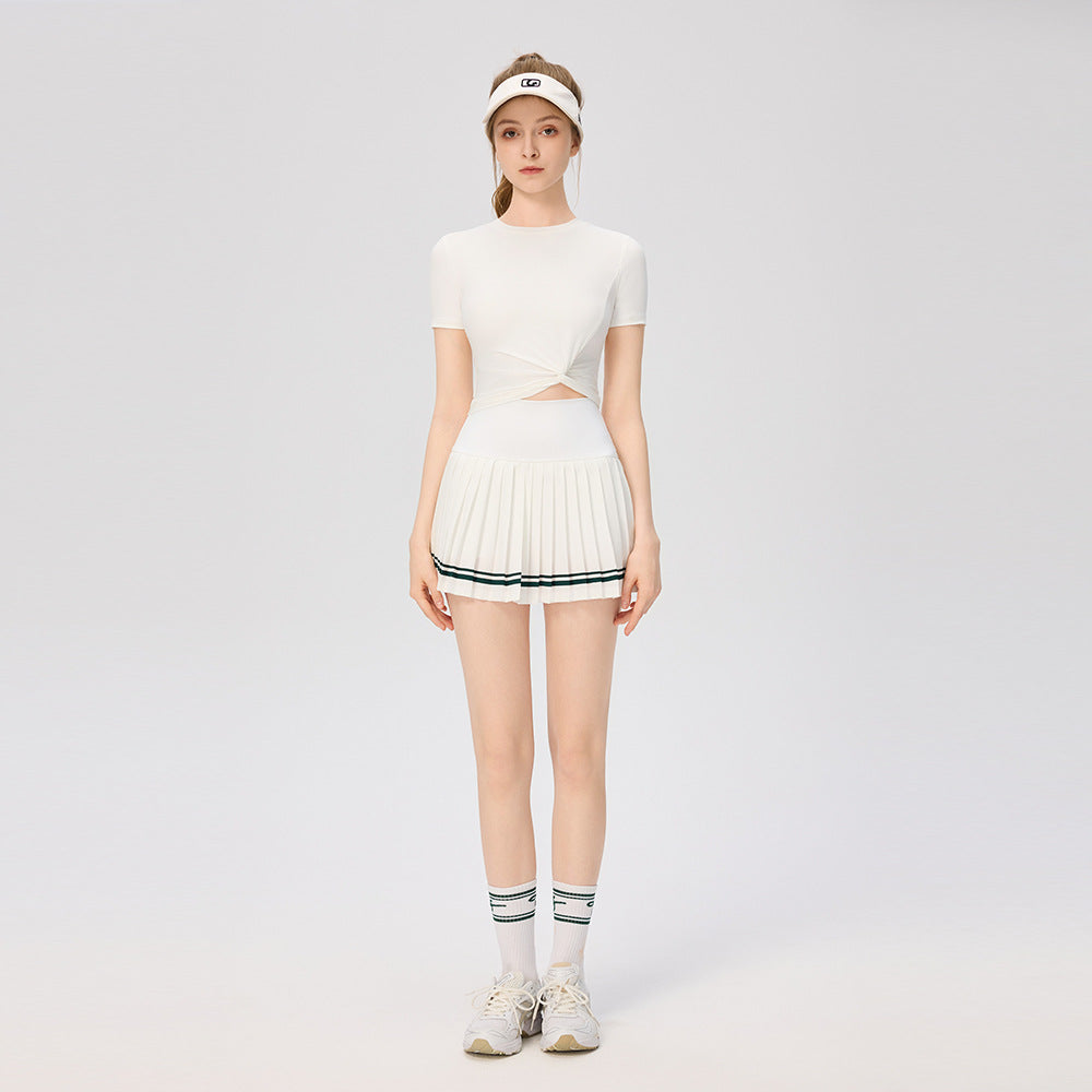 Solid color kink quick-drying tennis short sleeves
