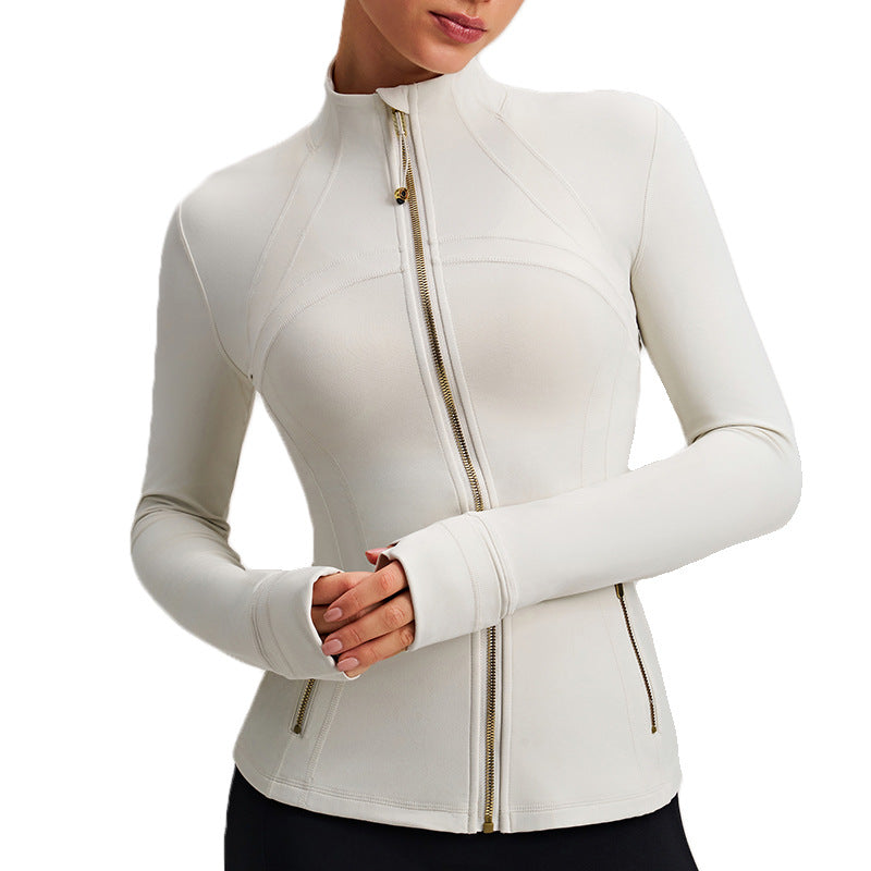 Slimming down the waist with a stand-up collar running sports jacket