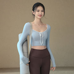Long Sleeve Sexy Crop Top with Bra Pad