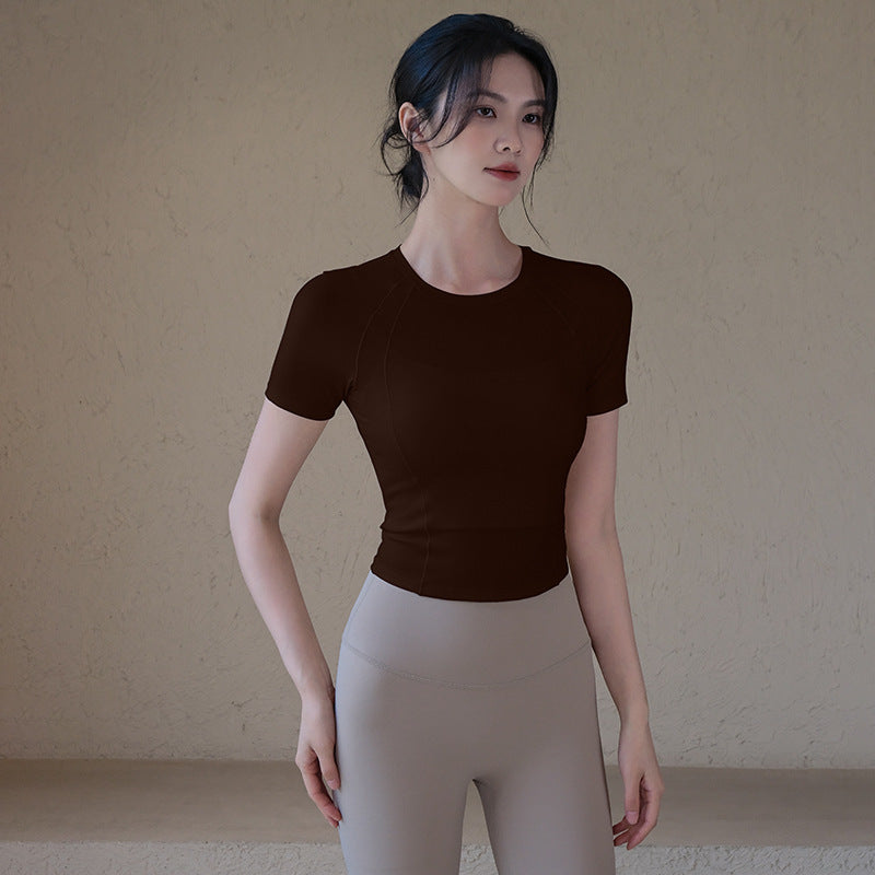 High elastic, Lightweight, Comfortable, Breathable, Pilates, Fitness, Running, Sports short sleeves