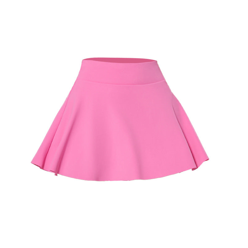 Fake two-piece anti-go-away high-waisted pleated skirt