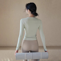 Skin-friendly ribbed long-sleeve T-shirt
