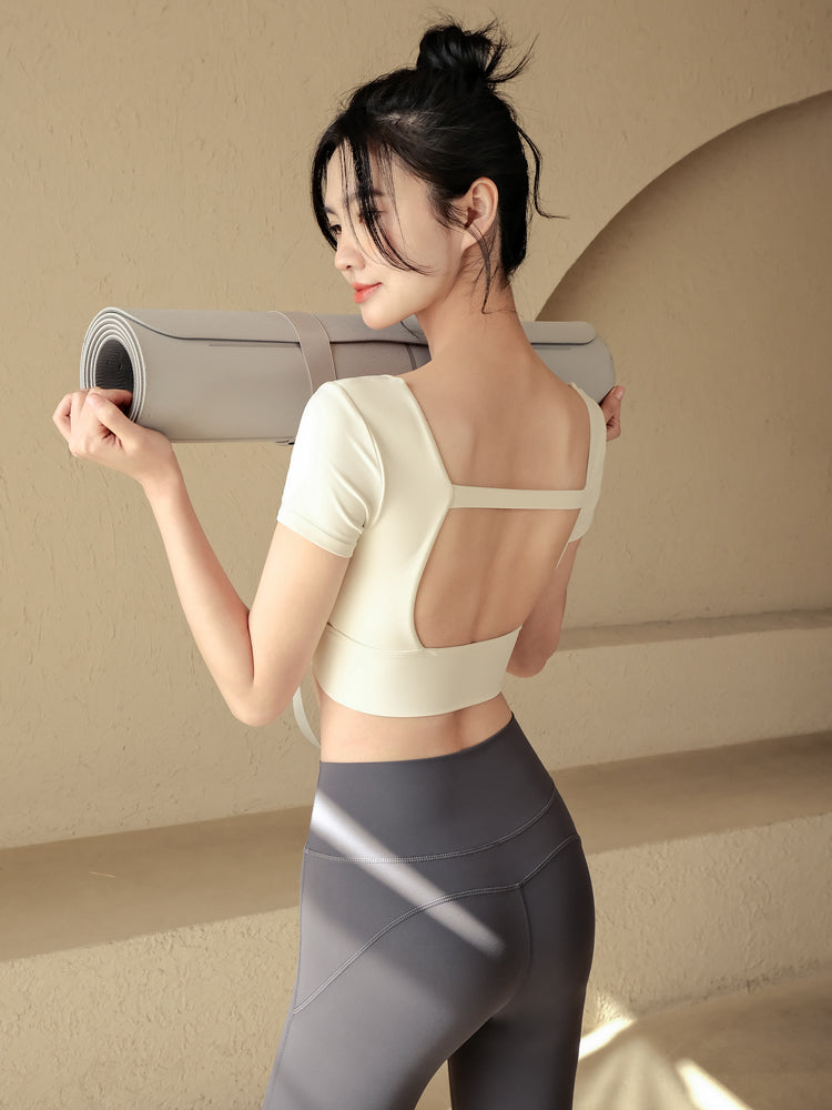 Crop Back Yoga Short Sleeve T-Shirt