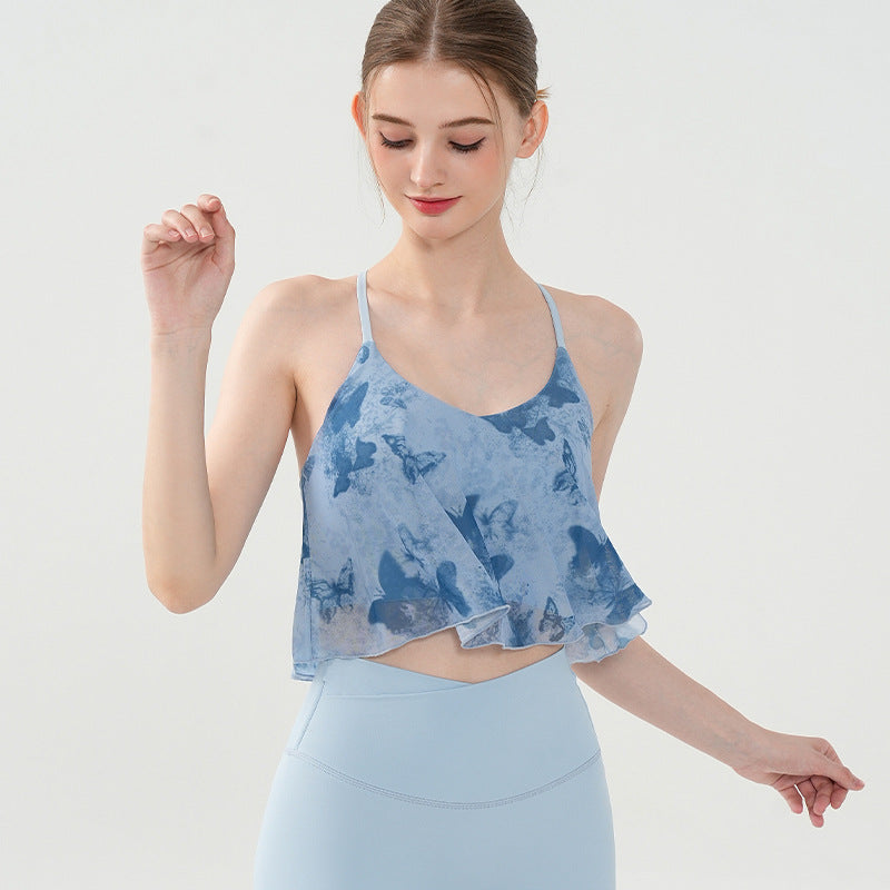 Butterfly print romantic vintage crossover beauty back bra