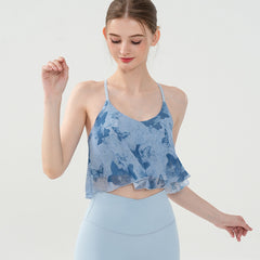 Butterfly print romantic vintage crossover beauty back bra