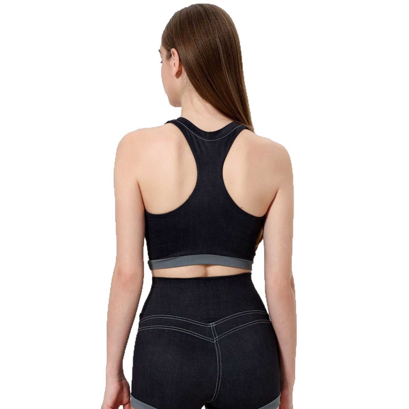 Imitation denim retro comfortable running fitness vest bra