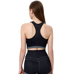 Imitation denim retro comfortable running fitness vest bra