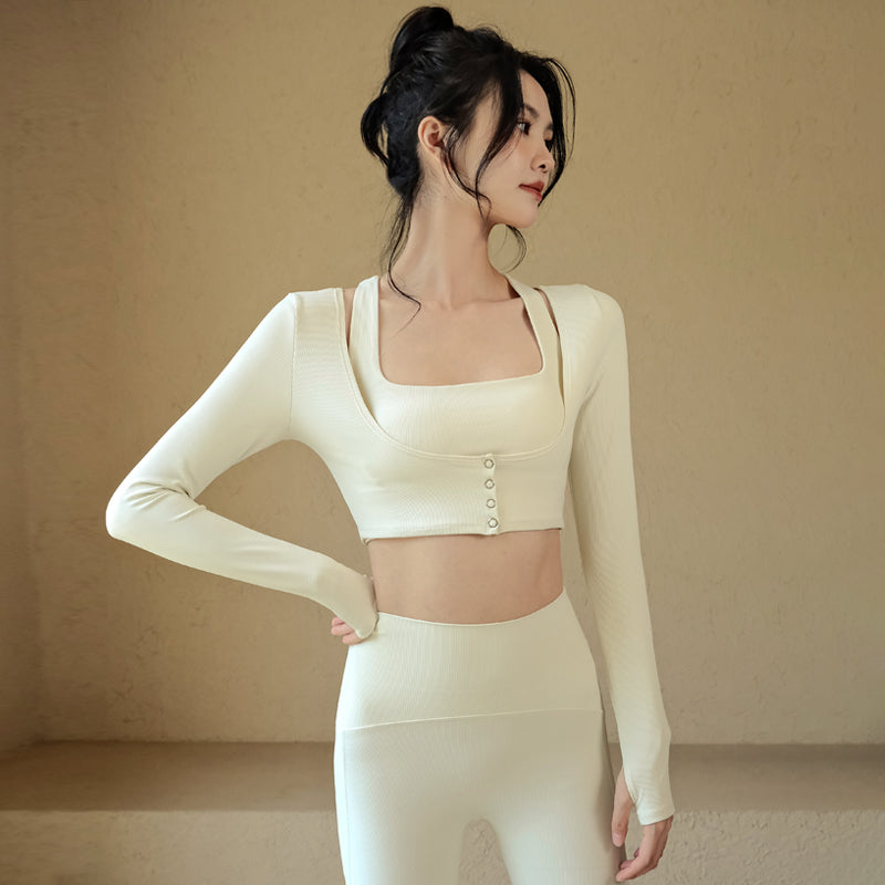 Ribbed temperament yoga long sleeves