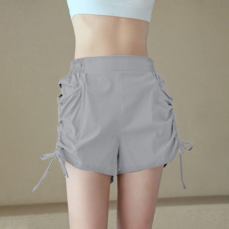Drawstring pleated large pockets for loose, Breathable shorts