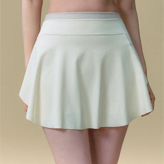 Includes lined anti-shine high-waisted gym skirt