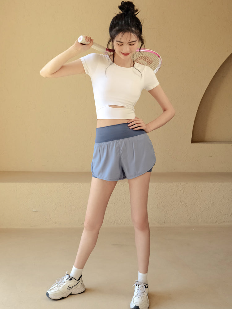 Quick-drying anti-glare fake two-piece shorts