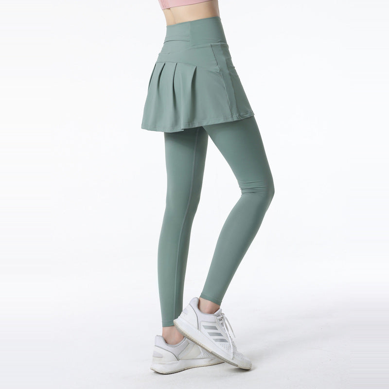 Fake two high-waisted anti-light leggings