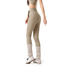 Peach hip cross-strap tummy tucking gym pants