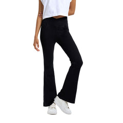 Imitation denim crossover high-waisted slimming hip-lifting bell bottoms