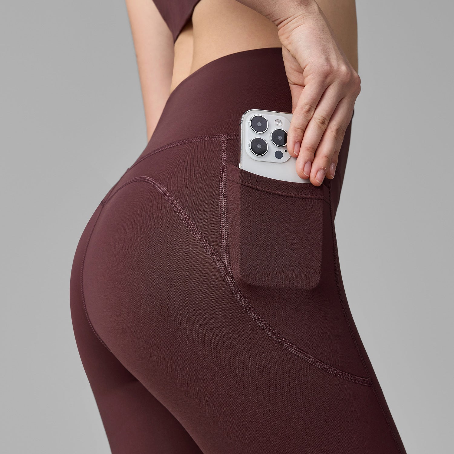 Mesh without T-line with pockets, Anti-roll hemming, Hip lifting sports leggings