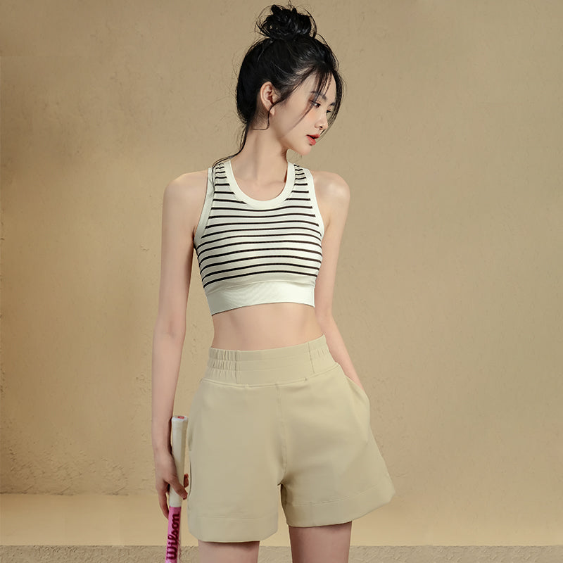 Striped sports vest with chest pad