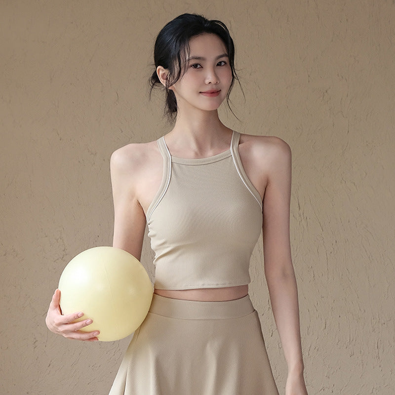 Nude yoga beauty back vest