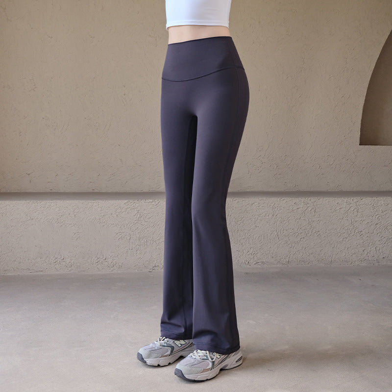 Nude hip lifting and slightly flared yoga pants