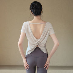 Lightweight, Breathable, Twisted, Cut-out, Beauty-backed cover-up, Short sleeves