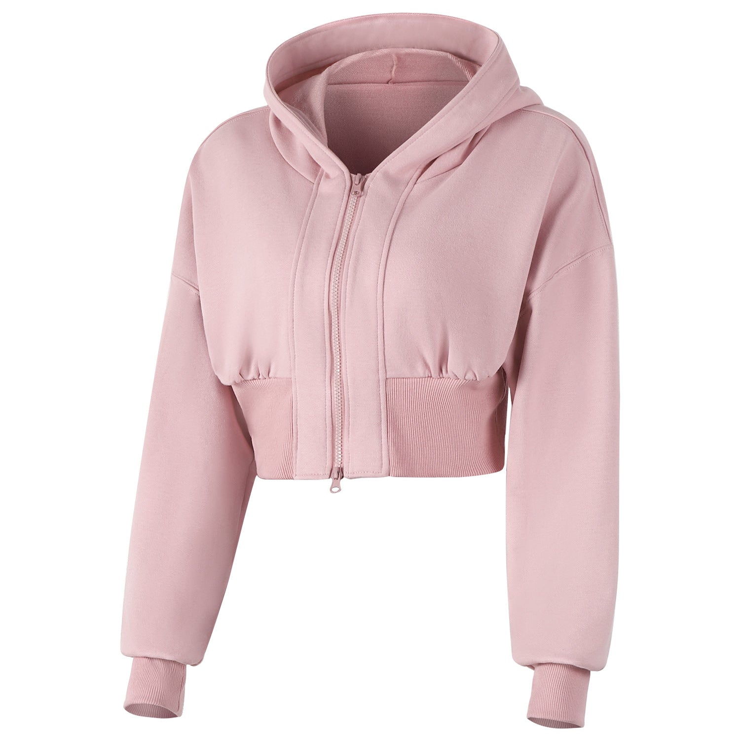 Double zip short waist running sports jacket