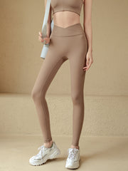 High waist hip lifting nude yoga skinny trousers