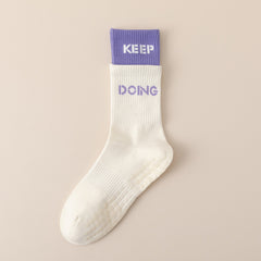 Double-layer non-slip crew socks