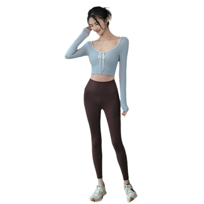 Long Sleeve Sexy Crop Top with Bra Pad