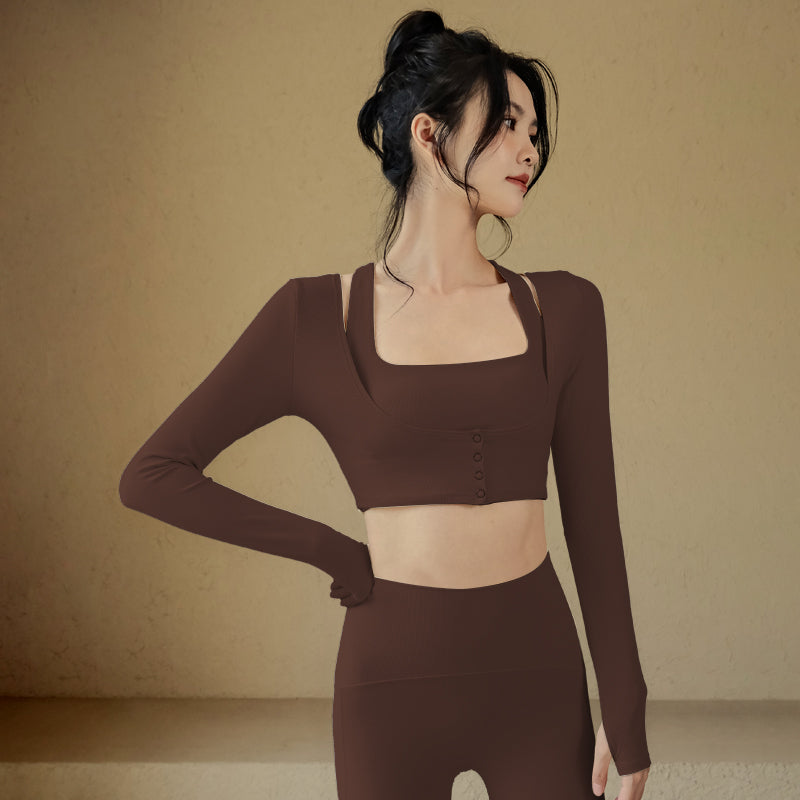 Ribbed temperament yoga long sleeves