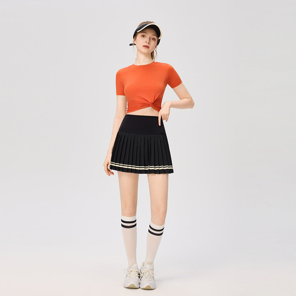 Solid color kink quick-drying tennis short sleeves