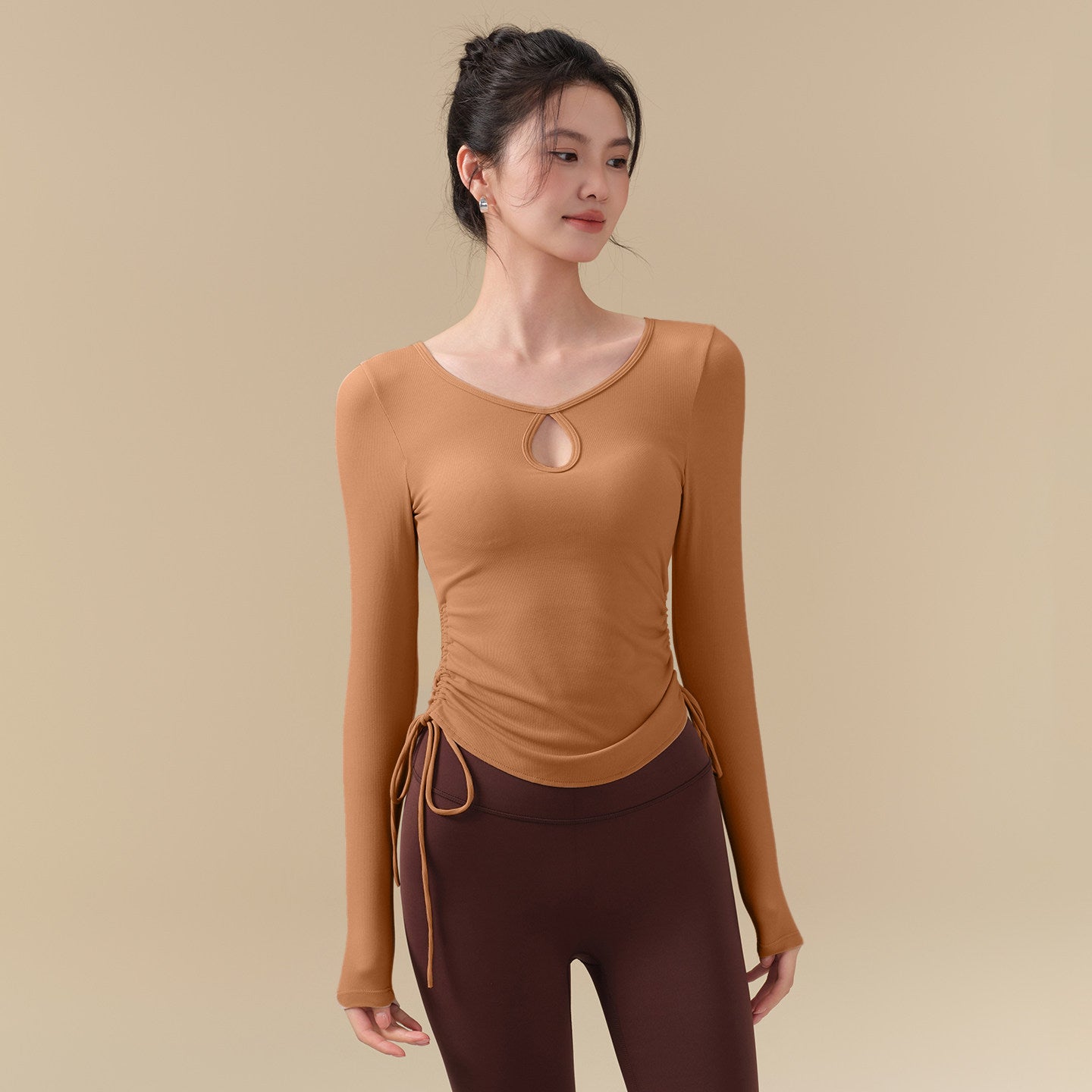 Fall and winter high-end drawstring pleated sports long sleeves