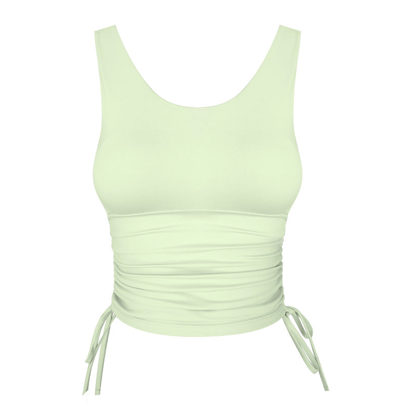 Tight drawstring vest with chest pad
