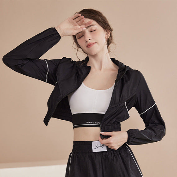 New breathable slimming fitness yoga zippered long sleeve jacket