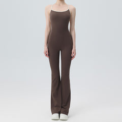 Contrasting backless yoga bodysuit