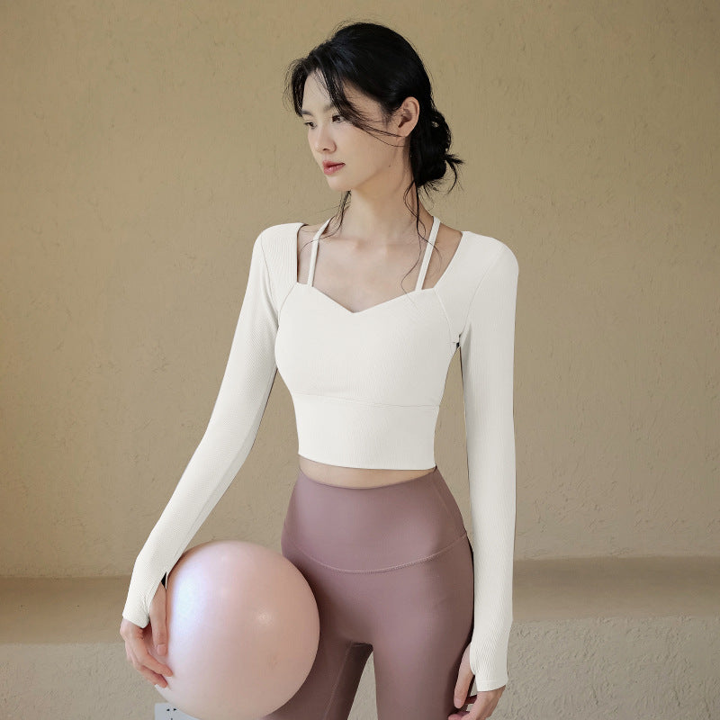 Professional yoga long sleeves with chest pads