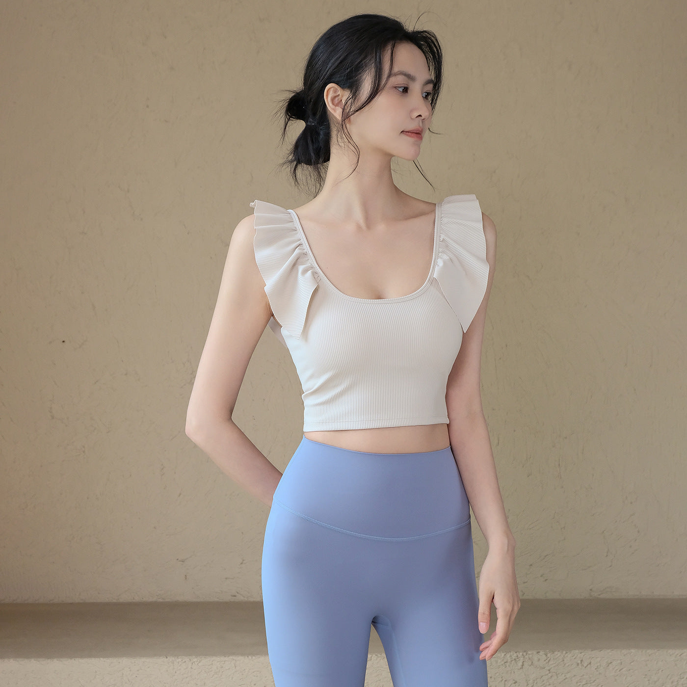 Lace sleeves breathable fitness sports beautiful back bra